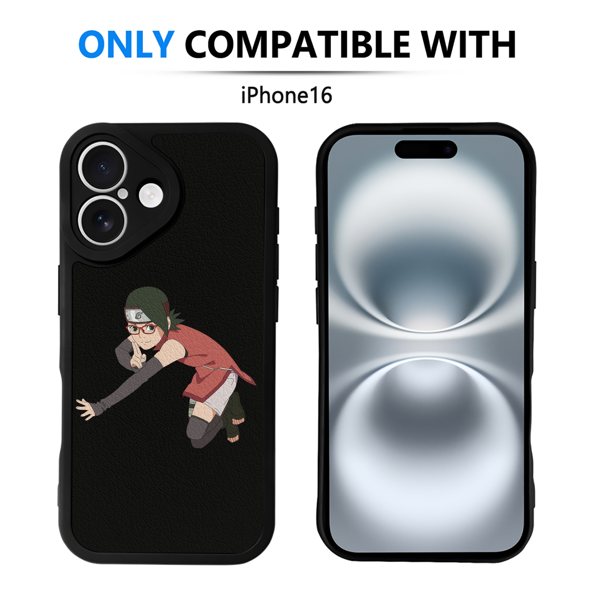 （画像用） NARUTO -ナルト- うちは サラダ Uchiha Sarada 【iPhone 16シリーズ対応】シリコンスマホケース（レザー調） 材質：シリコン
